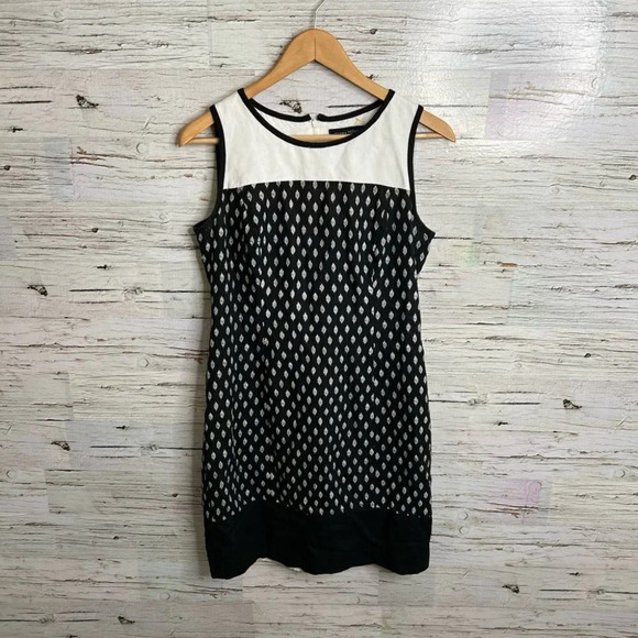 Ivanka  trump black ivory dress sleeveless size 8 - Picture 1 of 8